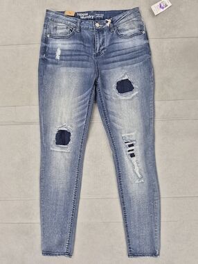 Hippie Laundry jeans womens 30 skinny stretch mid rise distressed ripped patches